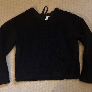 Lululemon Cozy Black nubby Sweater. Size 4. Cropped/waist length